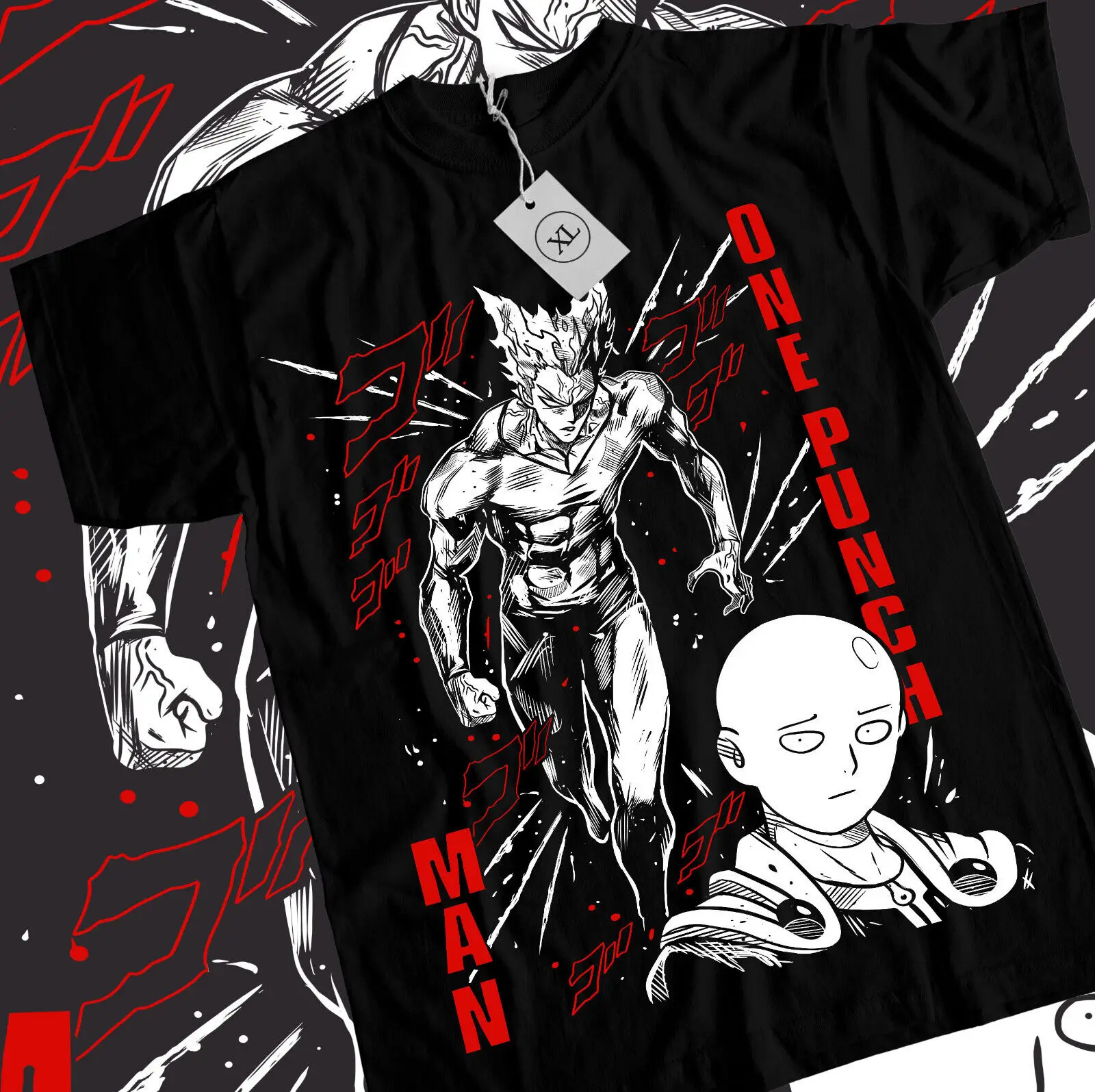 SAITAMA One Punch Man T-Shirt Anime Manga Gifts Black Short Sleeve All Size