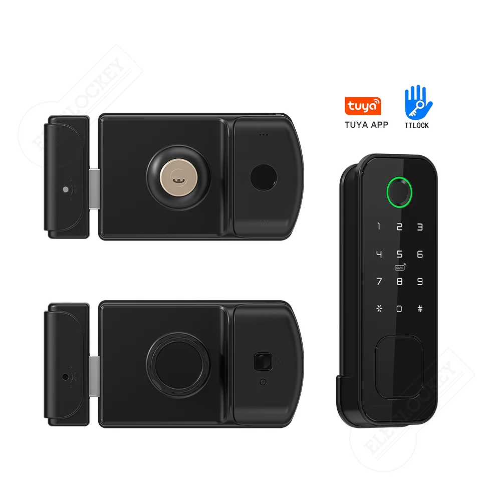 

Waterproof Outdoor Gate Automatic Smart Rim Lock Aluminum Alloy Keypad Fingerprint TUYA TTLock App Access Digital Door Lock