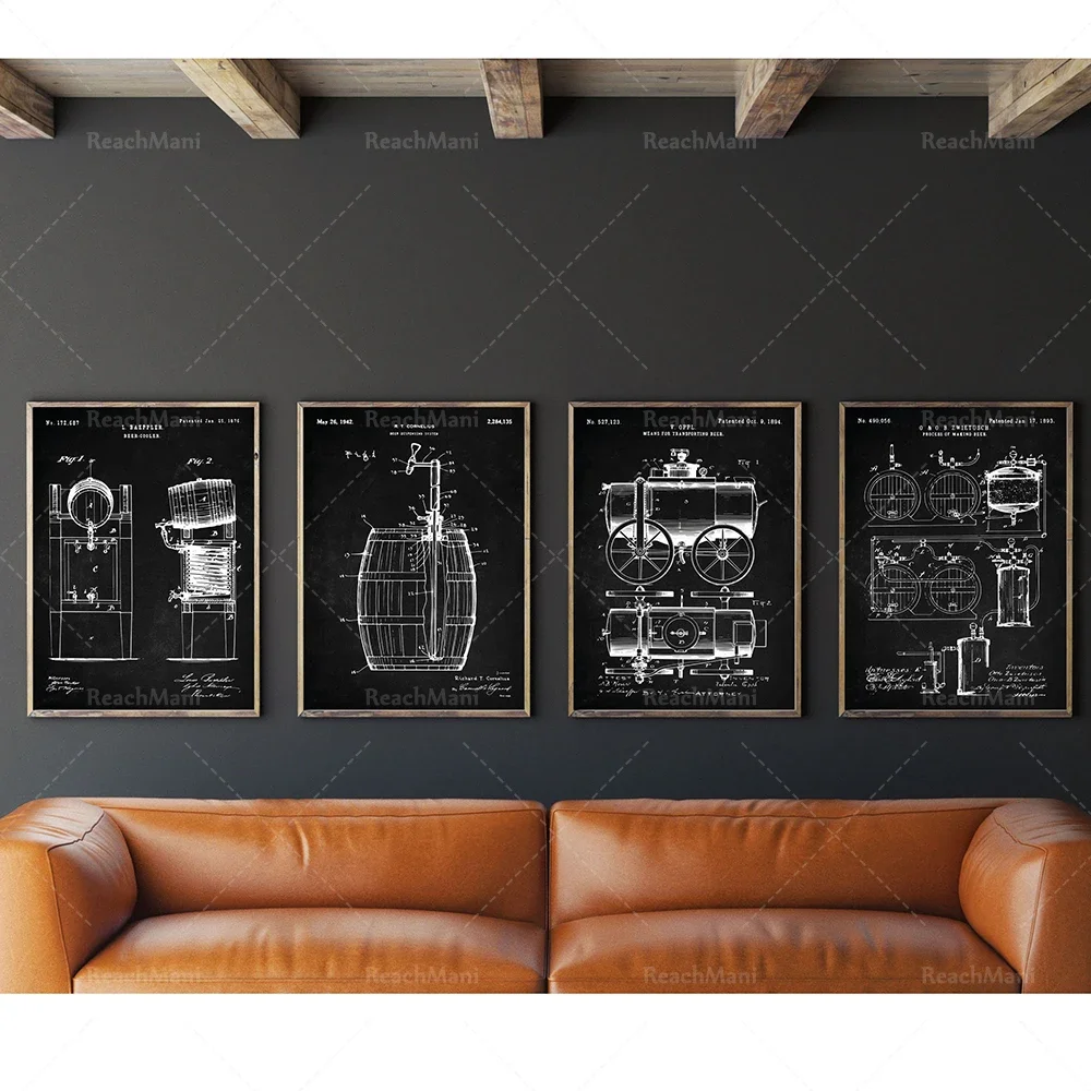 Beer Patents Prints, Beer Wall Decor, Beer Posters, Beer Art, Beer Pumps, Brewing Beer Canvas Print