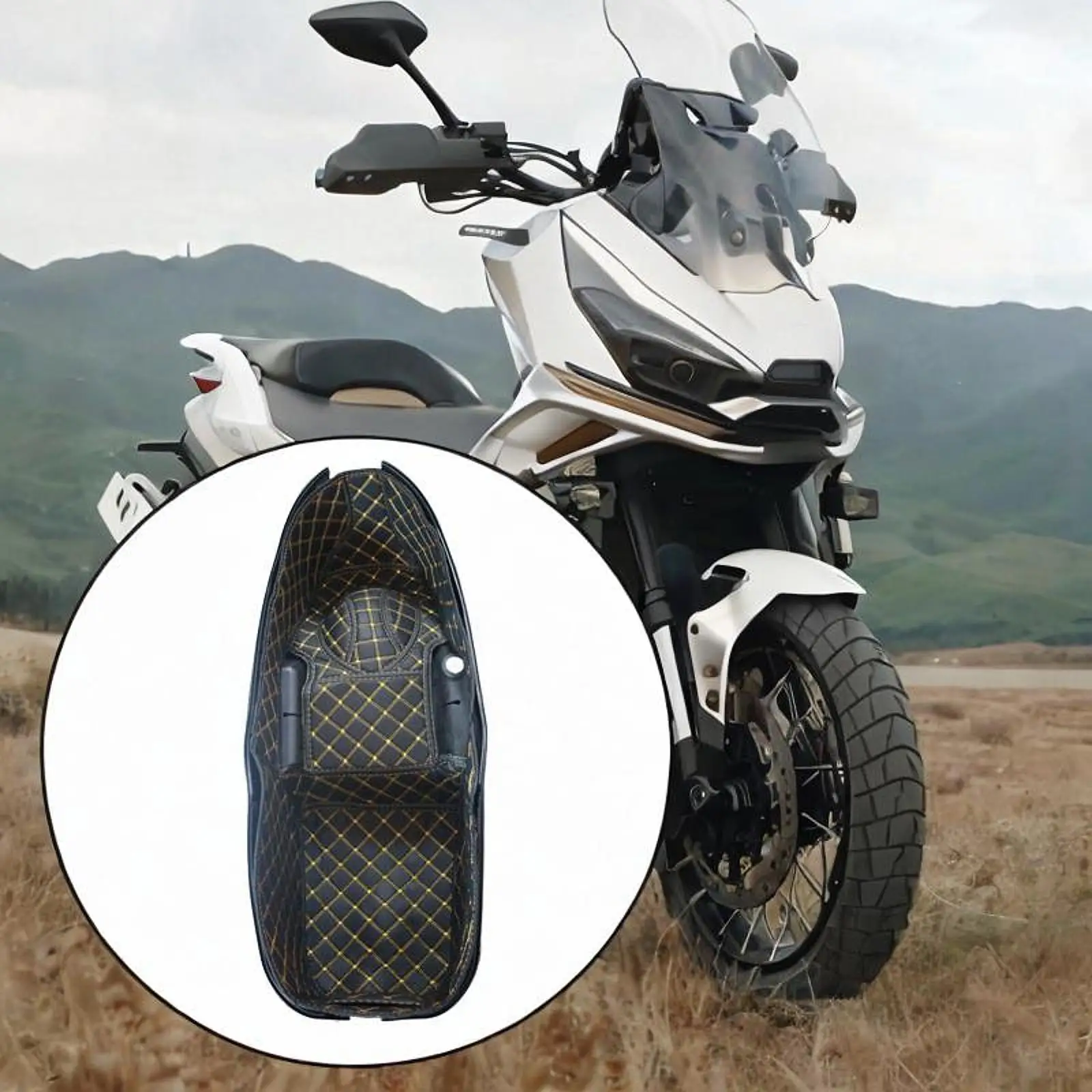 

Motorcycle Rear Trunk Cargo Liner Stable Container Cushion Motorcycle Anti-scratch PU Leather Portable Sitting Bucket Lining Mat