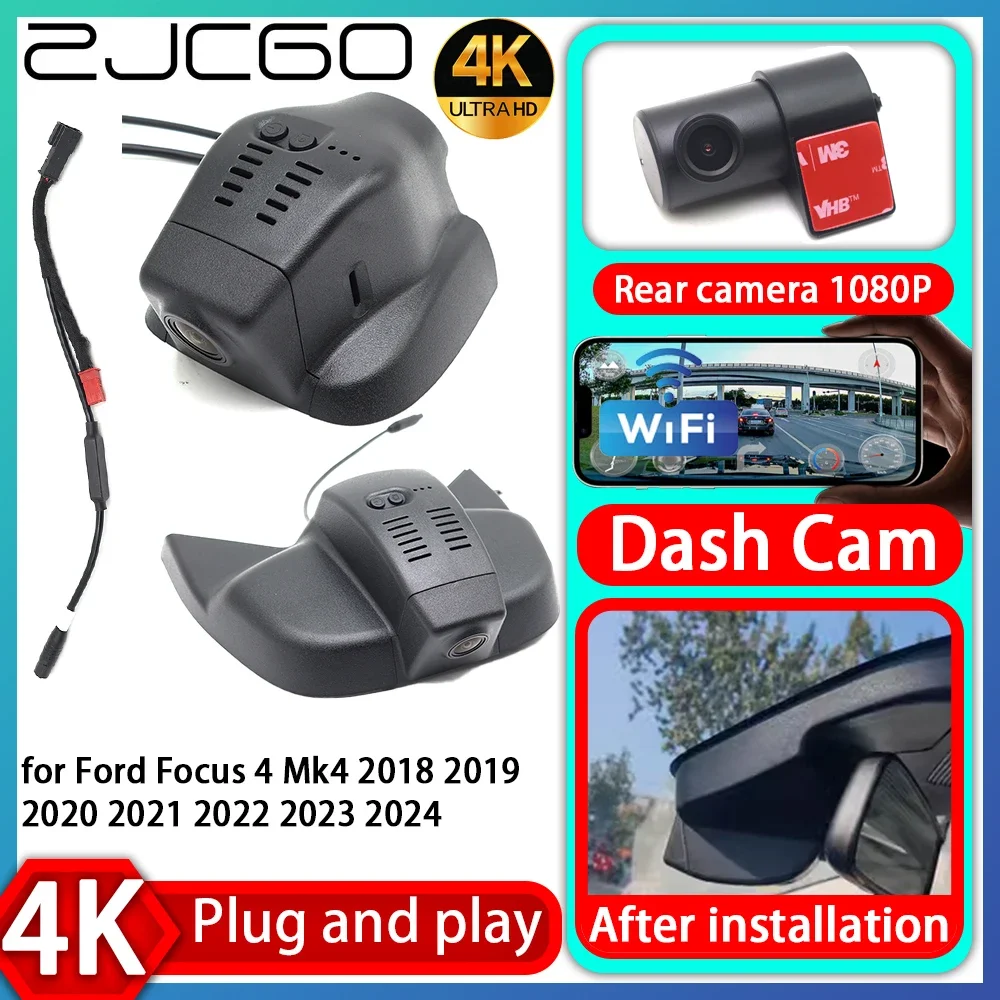 

ZJCGO UHD 4K 2160P Plug and Play DVR Dash Cam Video Recorder for Ford Focus 4 Mk4 2018 2019 2020 2021 2022 2023 2024