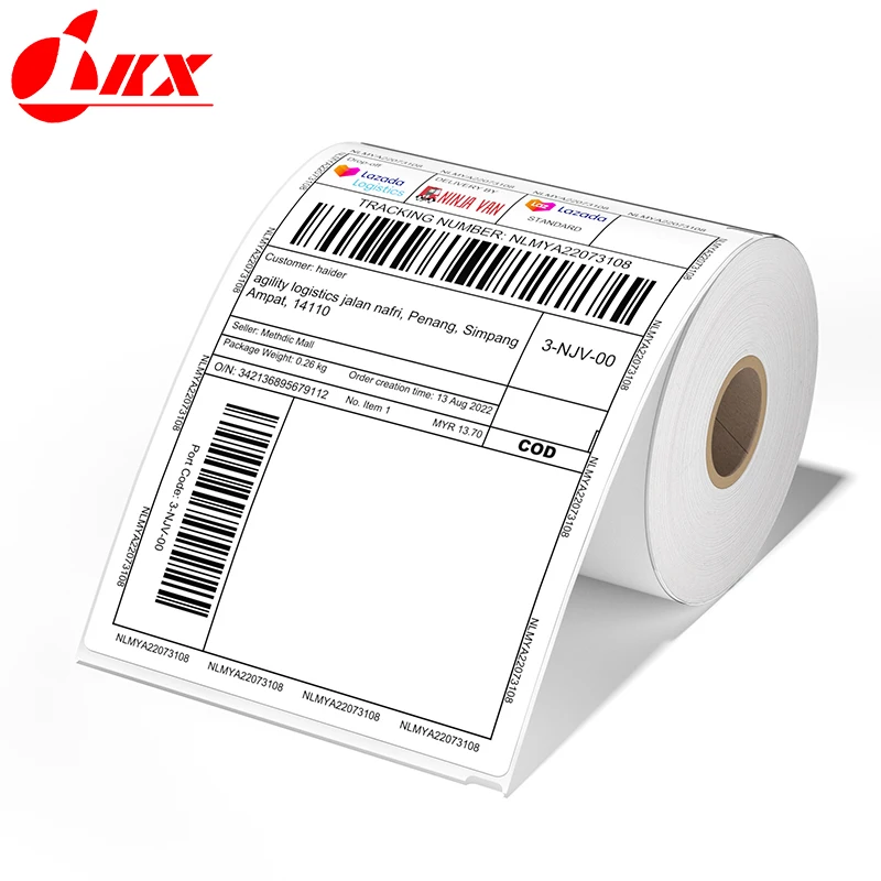 LKX 4x6 Inch Thermal Paper Adhesive Paper Shipping Labels All-Purpose Sticker Self-adhesive Waterproof Oil-Proof for 241BT