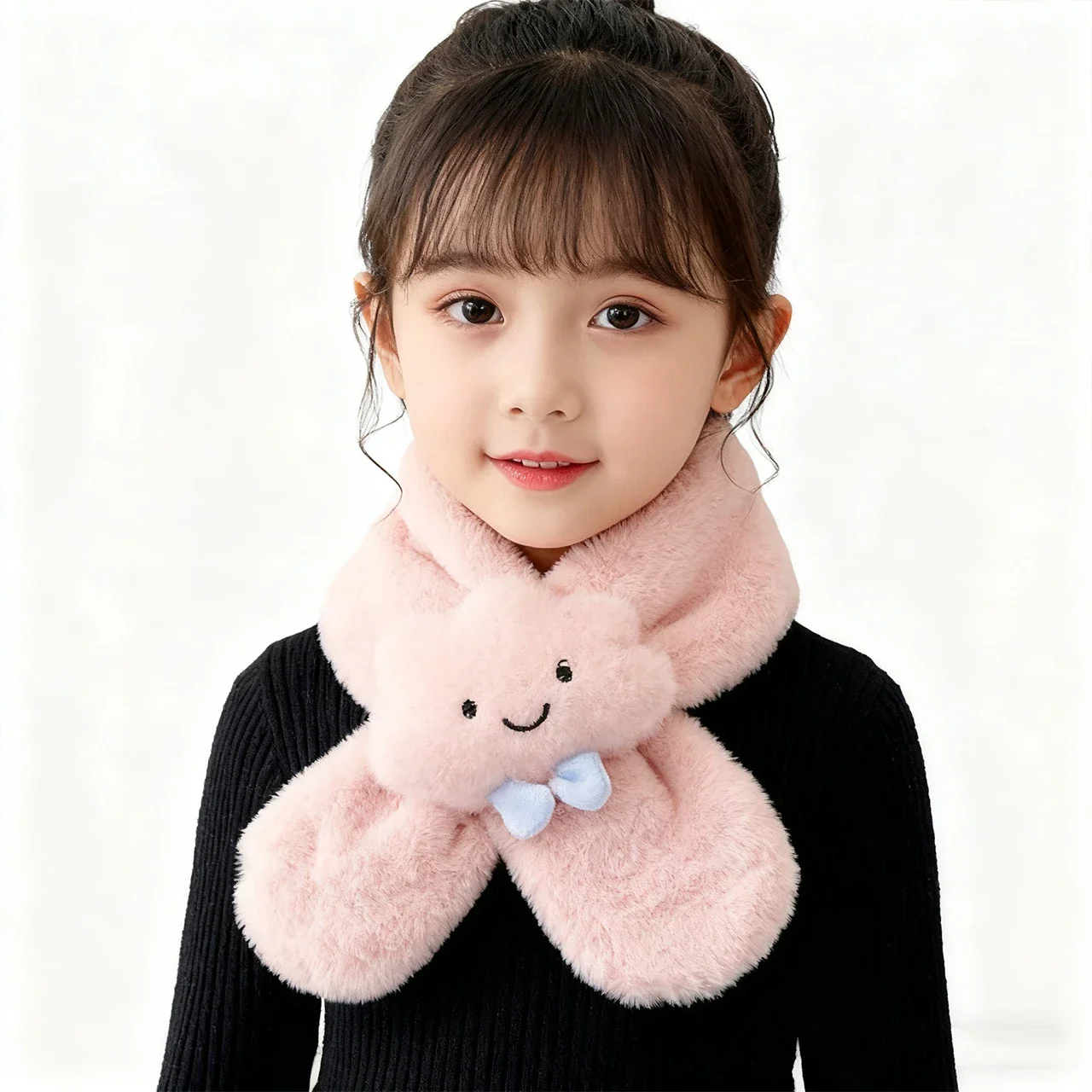Cartoon Plush Scarf for Baby Cute Cloud Decor Neckerchief Kids Boy Girl Winter Warm Thicken Faux Fur Scarves