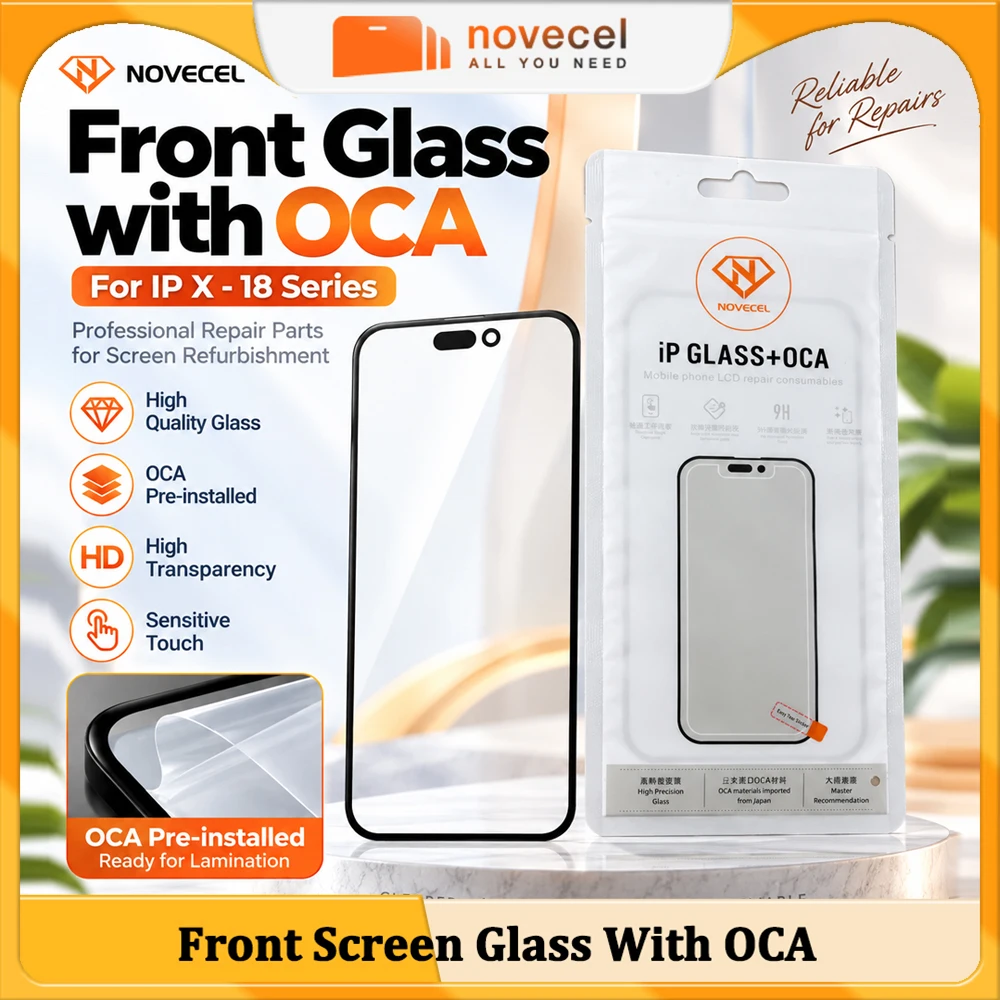 10pcs Front Glass+OCA for iPhone 18 Pro Max 17Pro 17 16 15 Plus 14 13 12 11 XS Screen Glass Replacement LCD Display Repair Parts