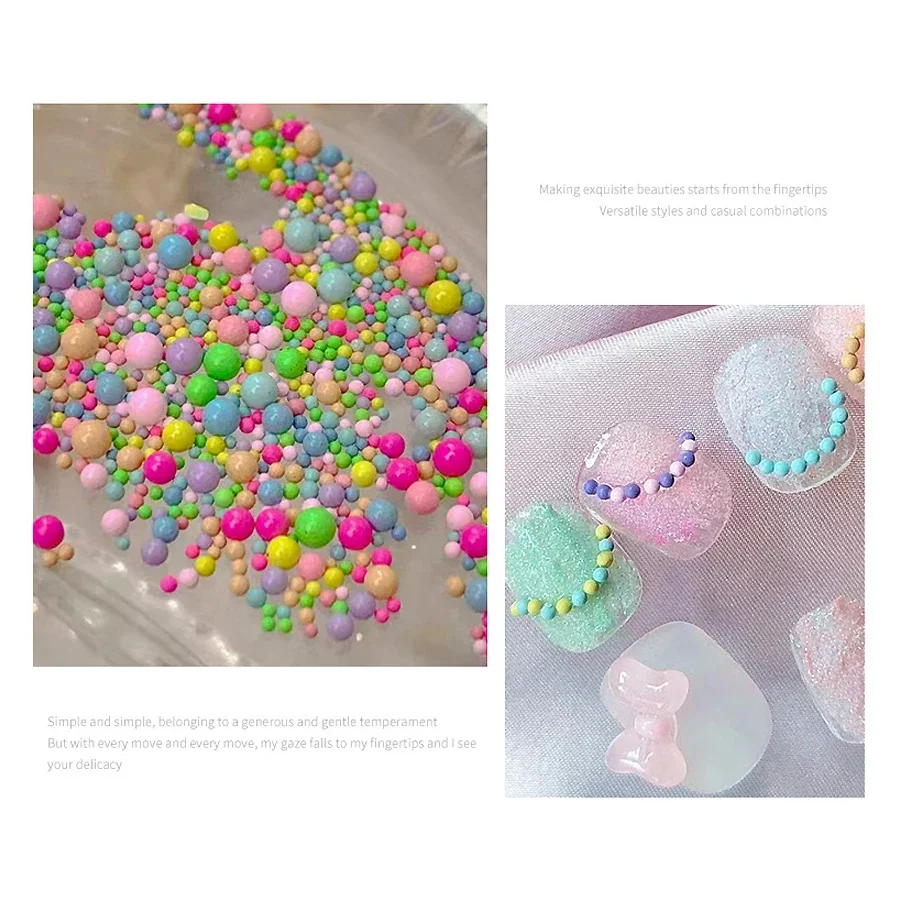 Candy Colors Nail Art Beads, Macaron Caviar Beads 3D Steel Ball para Nail Designs Decoração