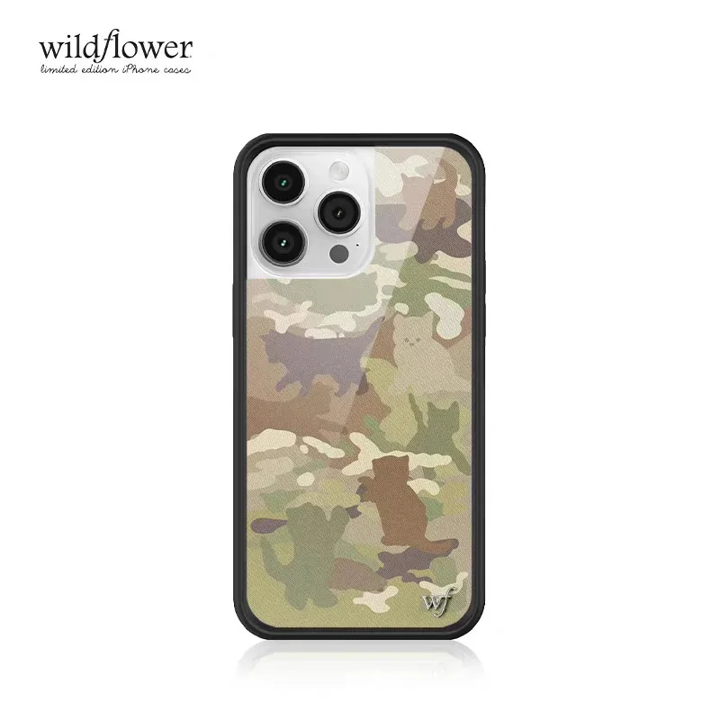Wildflower 3D Kitten Camo wf Handyhülle für iPhone 12 13 14 15 16 Pro Max Plus 17 Pro Max Cartoon Soft Edged Wildflower Cover