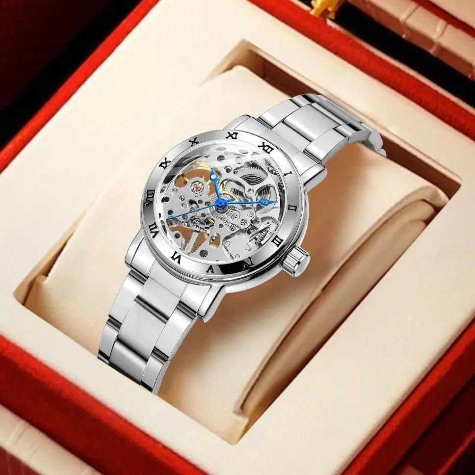 WINNER Classic Elegant Ladies Watches Top Brand Luxury Silver Skeleton orologio meccanico per donna cinturino in acciaio inossidabile Unisex