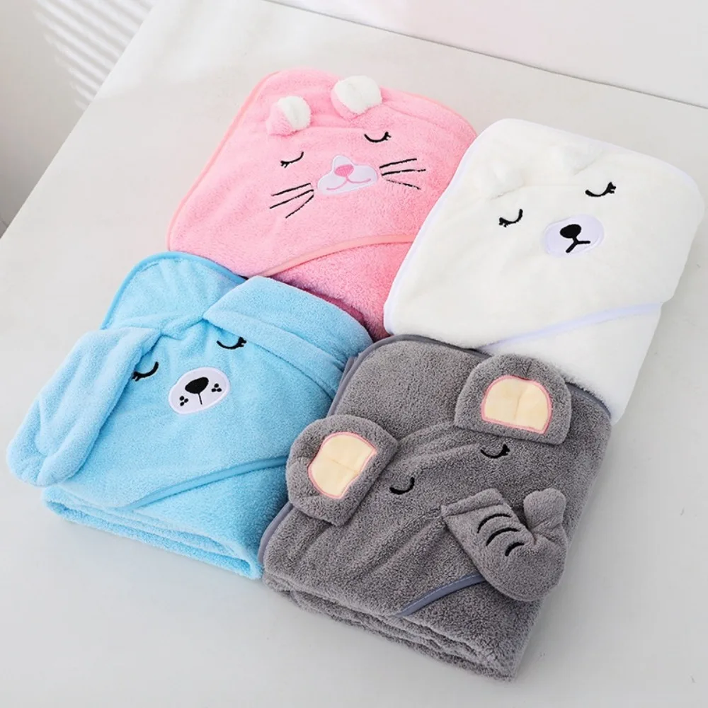 New Cartoon Animals Bath Towel Cute Super Absorbent Baby Blankets Soft Plush Winter Accessories Swaddle Wrap for Baby Toddlers