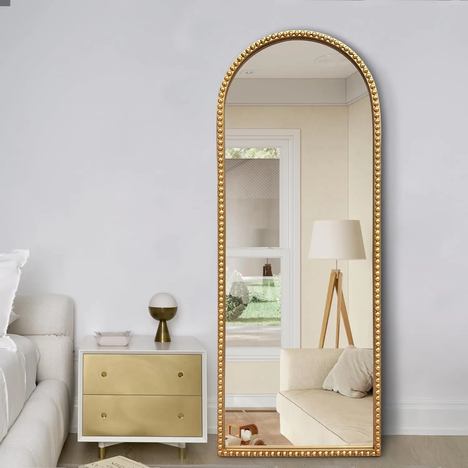Vintage Full Length Wall Mirror, Large Gold Arch Floor Mirror 20