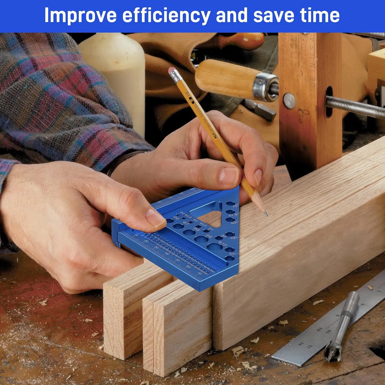 Carpenter 3D Scribing Ruler Versatile Triangular Ruler Multi-Angle Measuring Tool Cnc Machined Aluminum Alloy 45 90 degree