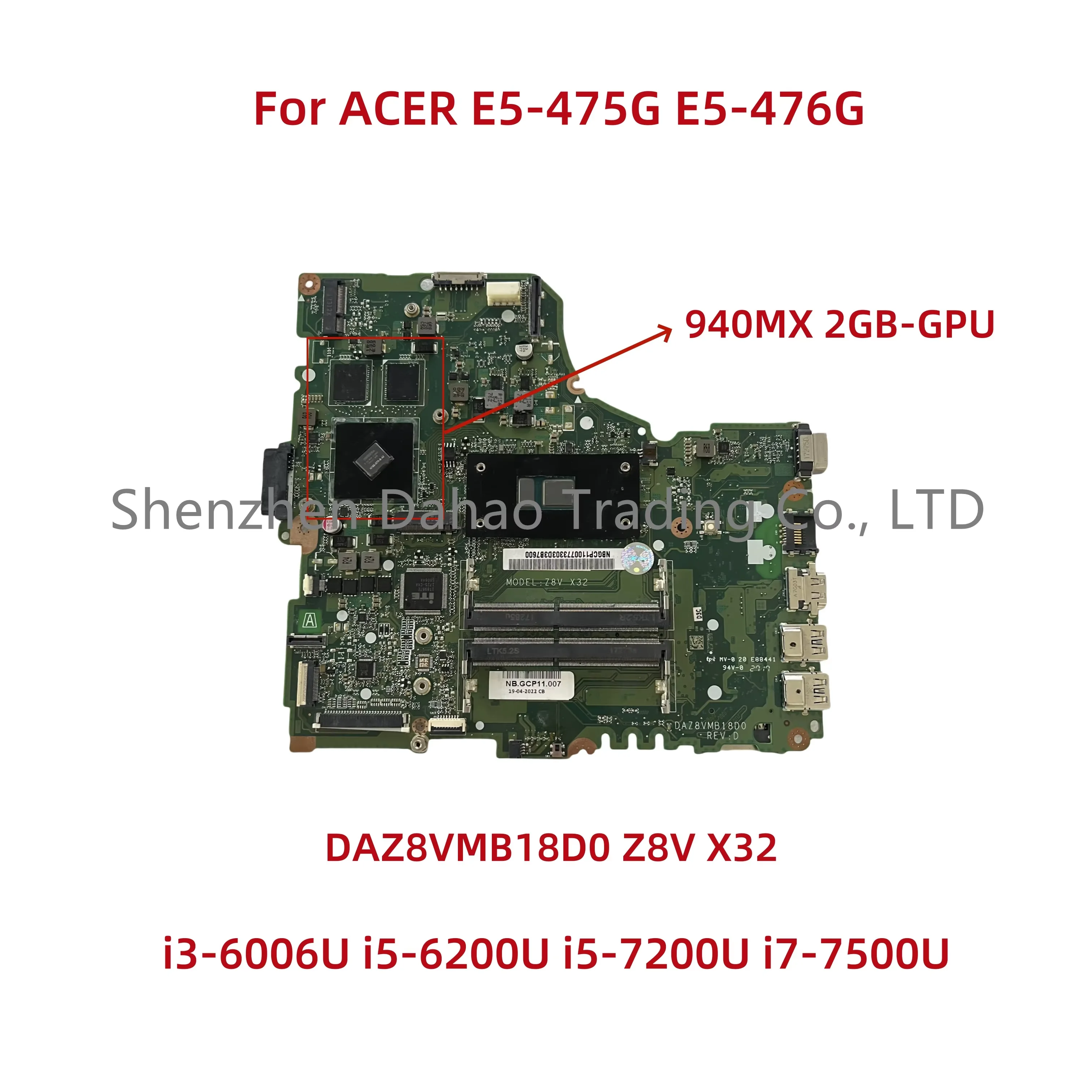 daz8vmb18d0-z8v-x32-per-acer-e5-475g-e5-476g-p249-g2-m-scheda-madre-del-computer-portatile-con-i3-6006u-i5-6200u-i7-7500u-940mx-2gb-gpu