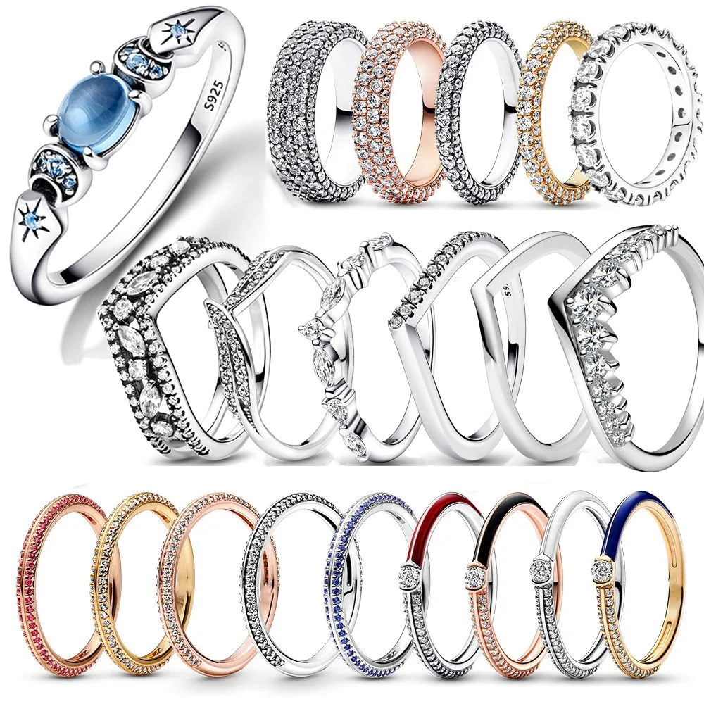 Venda quente 925 anéis de prata esterlina empilháveis coração infinito esmalte para mulheres prata original 925 anel de casamento jóias bugigangas