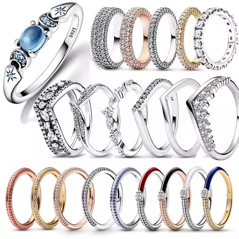 Hot Sale 925 Sterling Silver Rings Stackable Infinite Heart Enamel for Women Original Silver 925 Wedding Ring Jewelry Trinkets
