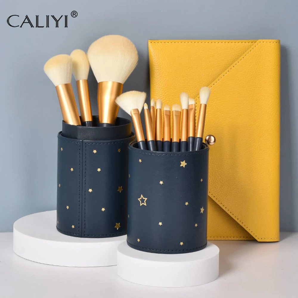 

CALIYI 12PCS Makeup Brushes Set Kit For Women Professional Natural Brush Foundation Powder Contour Eyeshadow Lip Make Up Tools