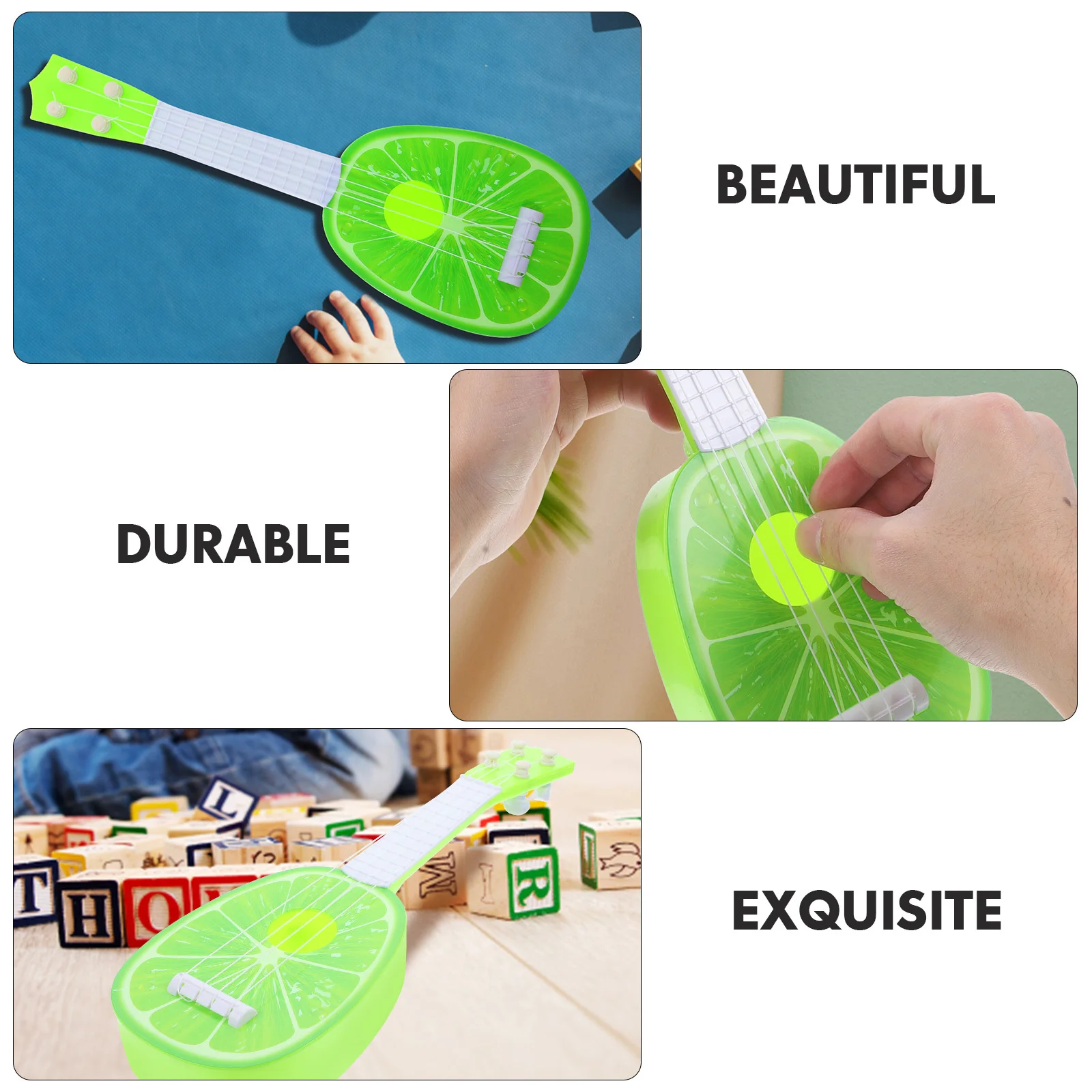 2 szt. Miniaturowe instrumenty muzyczne - gitary dla dzieci, zabawki edukacyjne dla najmłodszych, gitary dziecięce