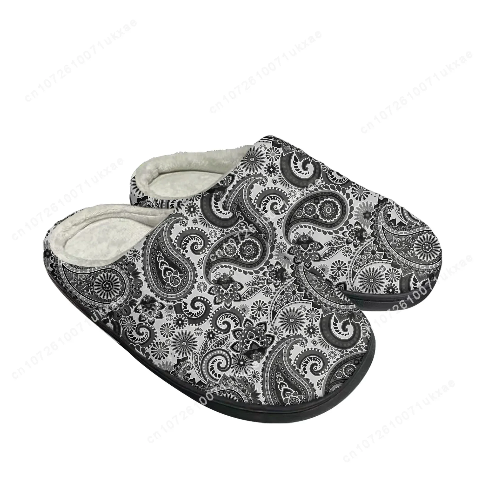 Bohemia mandala flor impressão casa chinelos de algodão das mulheres dos homens de pelúcia quarto casual manter sapatos quentes chinelo térmico sapato personalizado