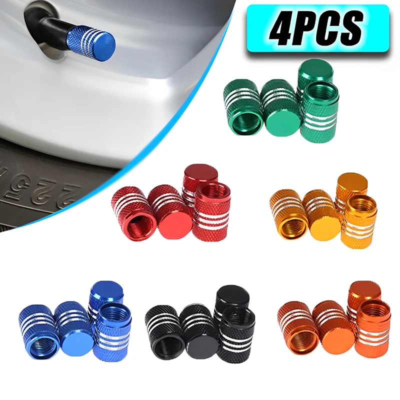 

4PCS Colorful Aluminum Alloy Valve Caps Personalized Tire Metal Valve Caps Shade Dustproof Modification Auto Accessories