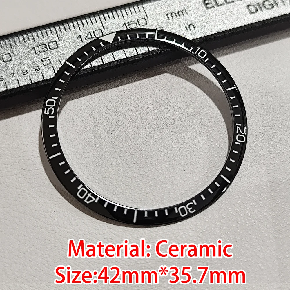 Sloping 42mm*35.7mm Ceramic Watch Bezel Insert Substitute Men's Watches Bezels Accessories Available in Multiple Colors