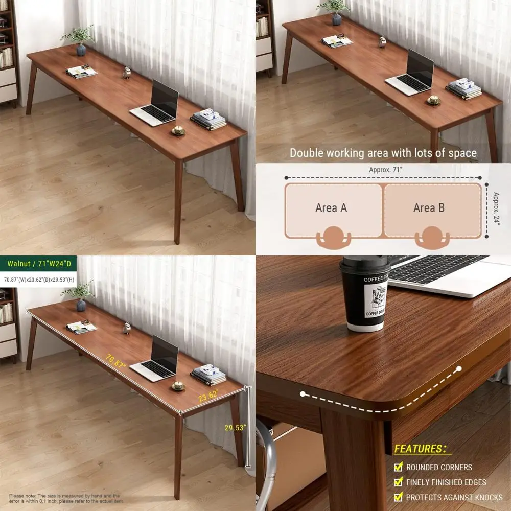 

Удлиненный стол в стиле середины века для двоих, 71, компьютерная рабочая станция из орехового дерева для домашнего офиса