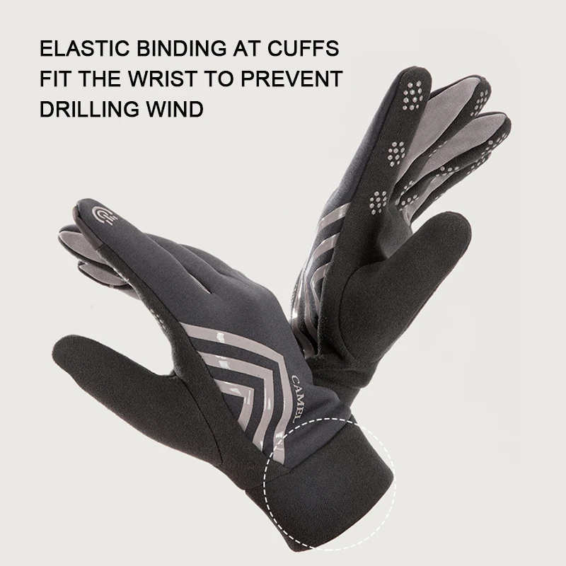 GOLDEN CAMEL Outdoor Cycling Mountaineering Gloves Women Touch Screen Anti-Slip Winter Gloves Lined with Velvet Cold Protection