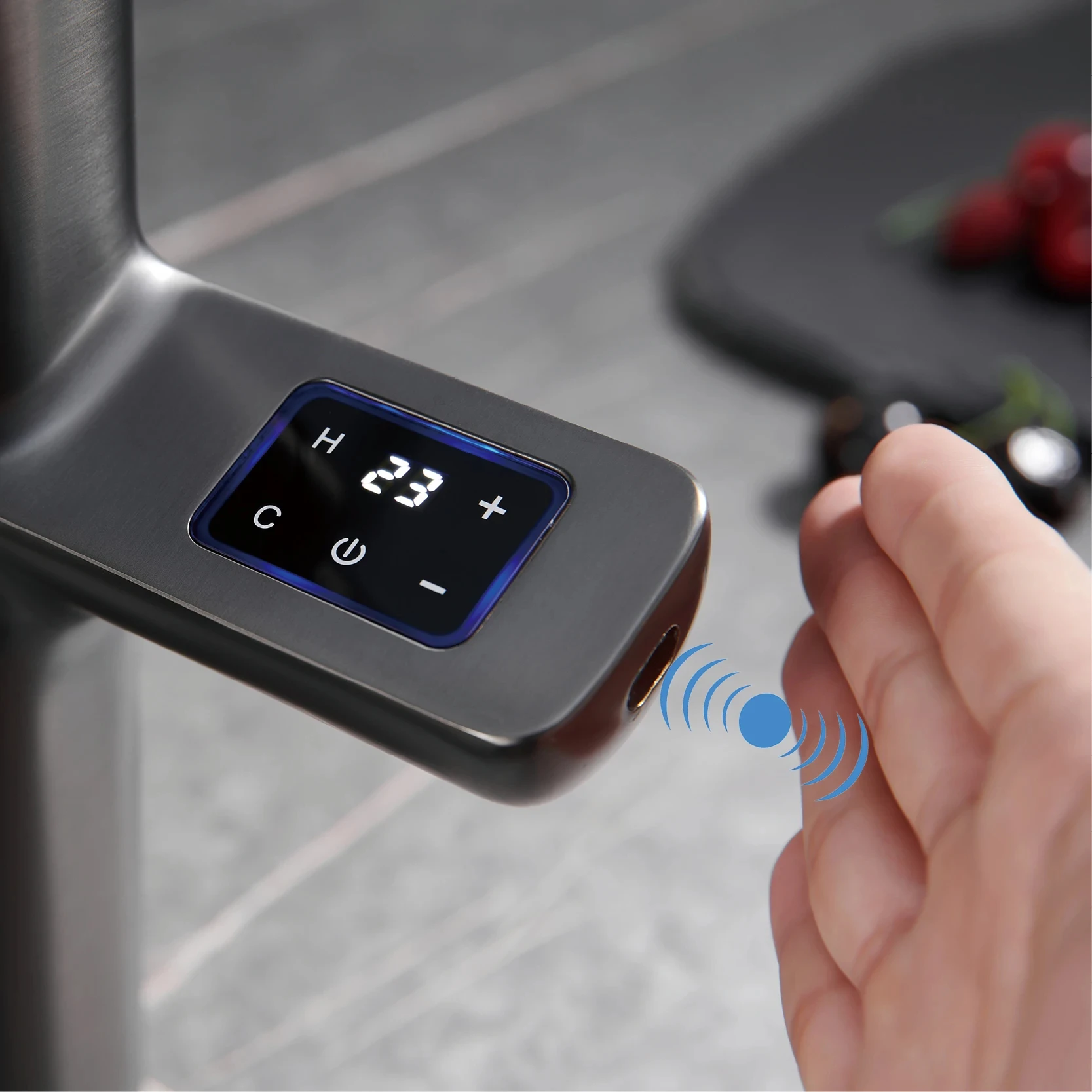 Luxury Gun Gray Kitchen Faucet Intelligent Touch Digital Display Design Dual Control Cold & Hot Filtering Water Sensing Sink Tap