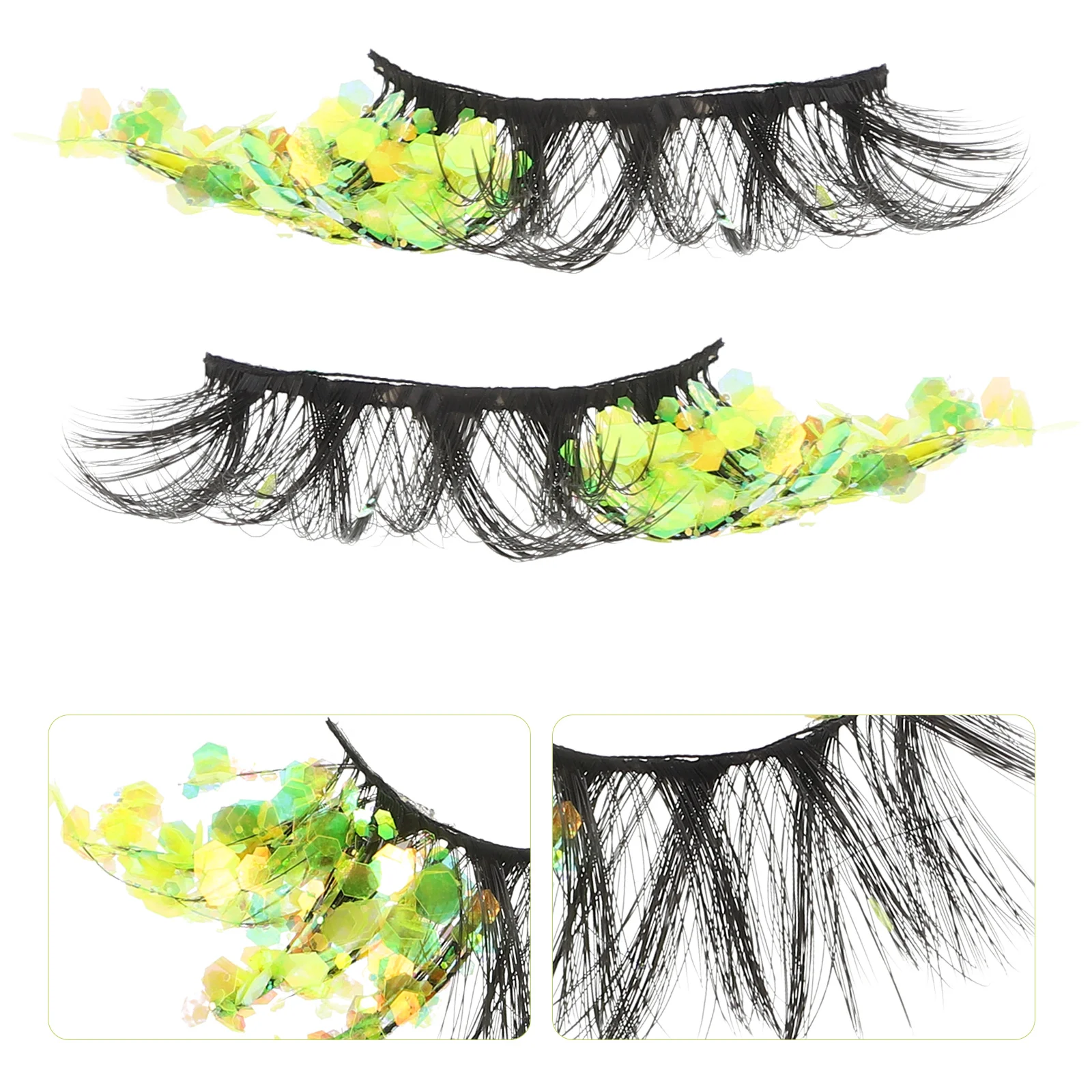 2 pièces paillettes faux cils Extensions de cils colorés longue tenue Denser Curlier yeux maquillage rehausseur Look brillant Cosplay cils