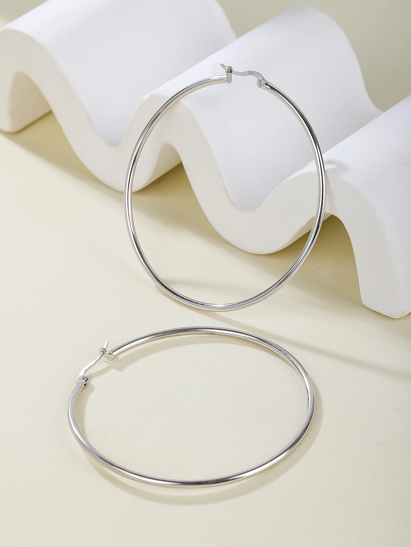 925 Sterling Silver 20mm Polished Hoop Earrings Simple&Classic For Women Jewerly Girls