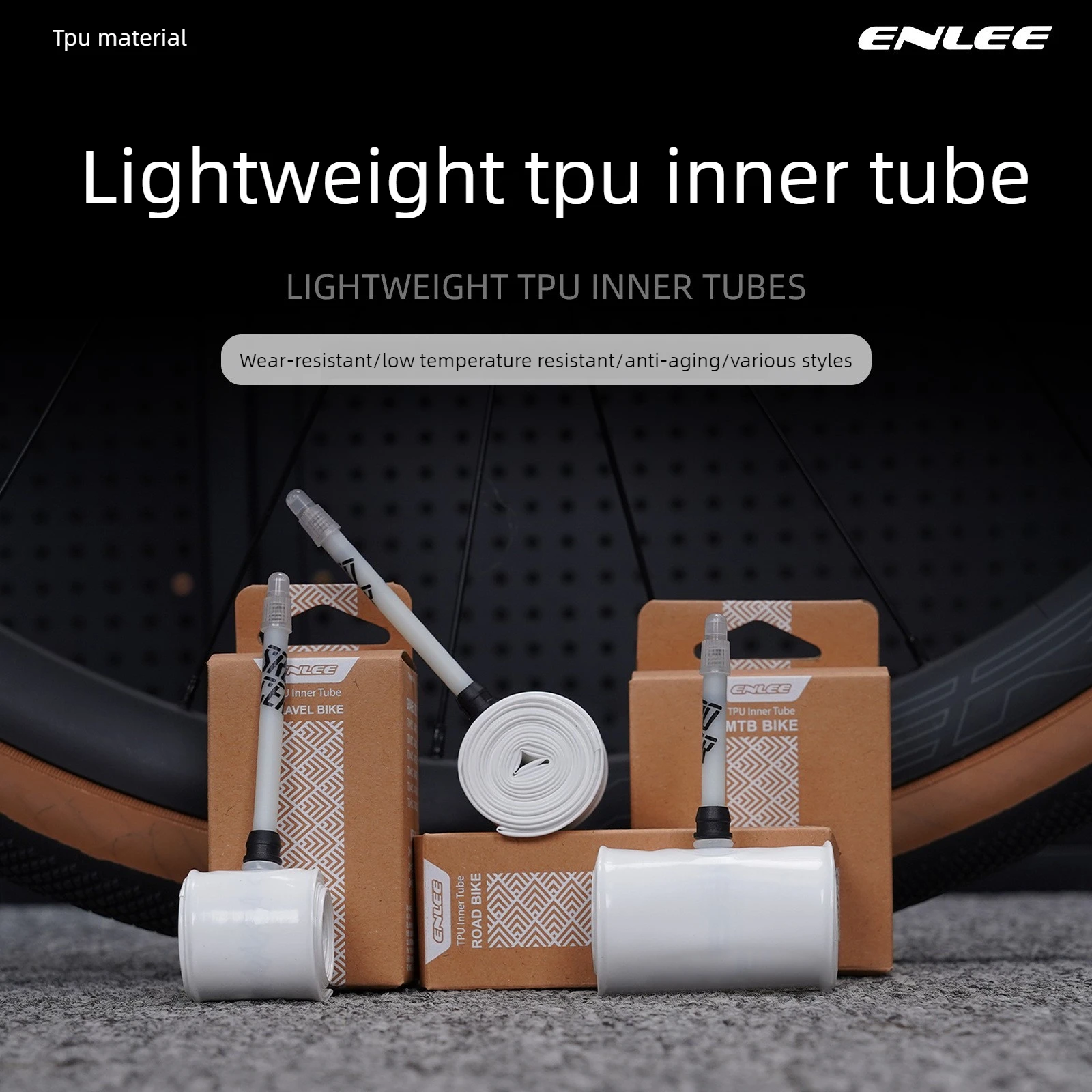 

ENLEE Cycling Road Bike Ultralight TPU Inner Tube Mountain Bike 700X23 25 28 32 French Mouth Lightweight