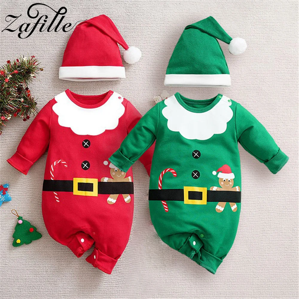 

ZAFILLE Santa Claus Jumpsuit For Newborns Boys Clothing With Hat Christmas Baby Costume Cute Infant Outfit Toddler Girls Clothes