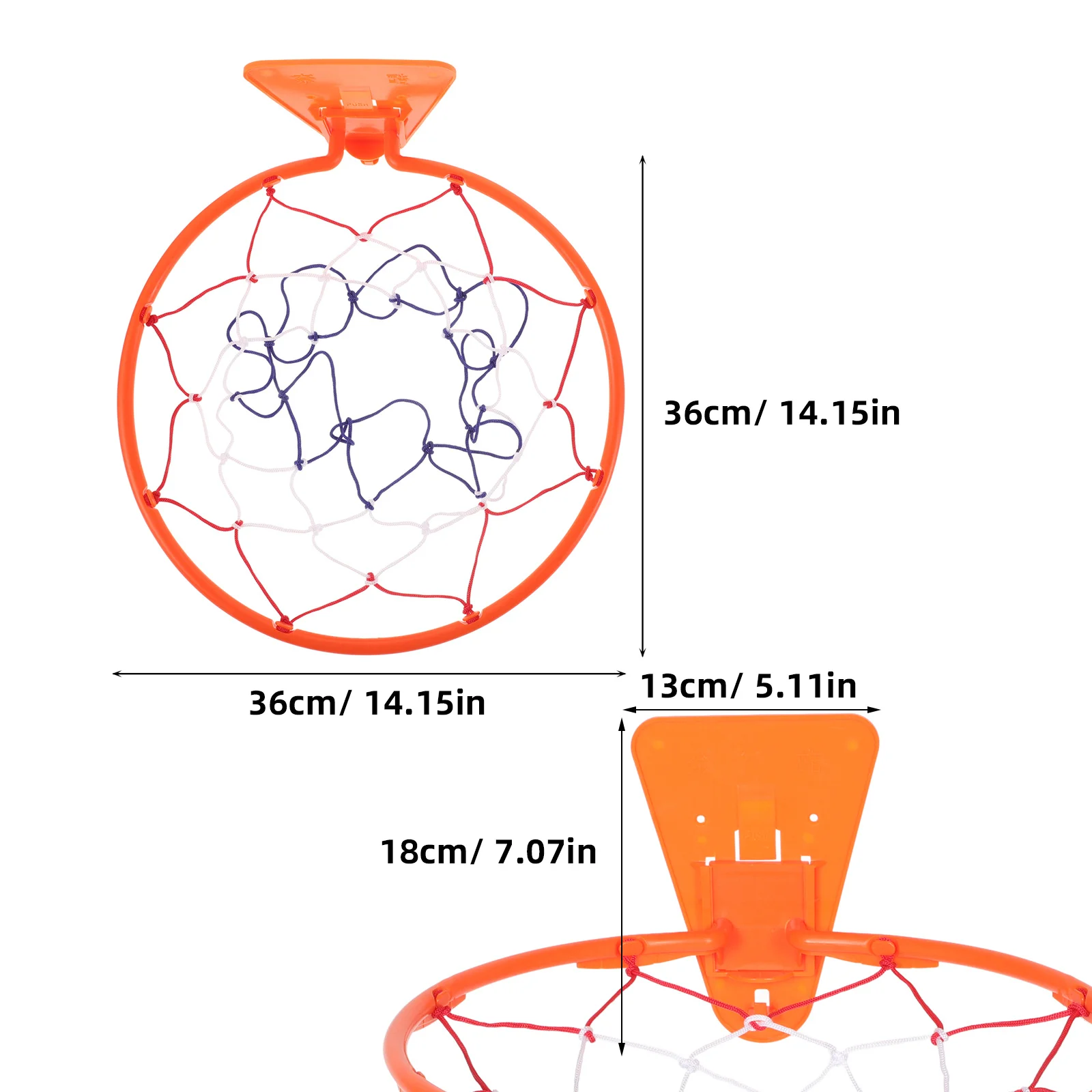 Indoor Wall Mounted Basketball Hoop Foldable Rim Household Basketball Hoop Replacement Heavy Duty Orange Frame