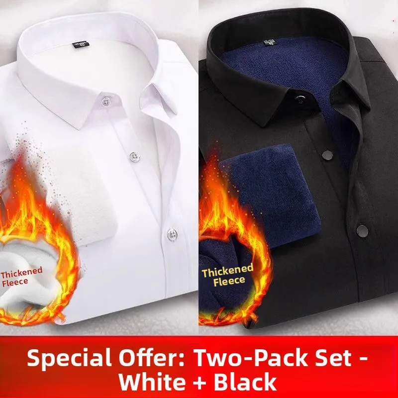 남성용 기모 안감 따뜻한 롱 슬리브 비즈니스 캐주얼 폴리에스터 섬유 무브랜드 등록 상표