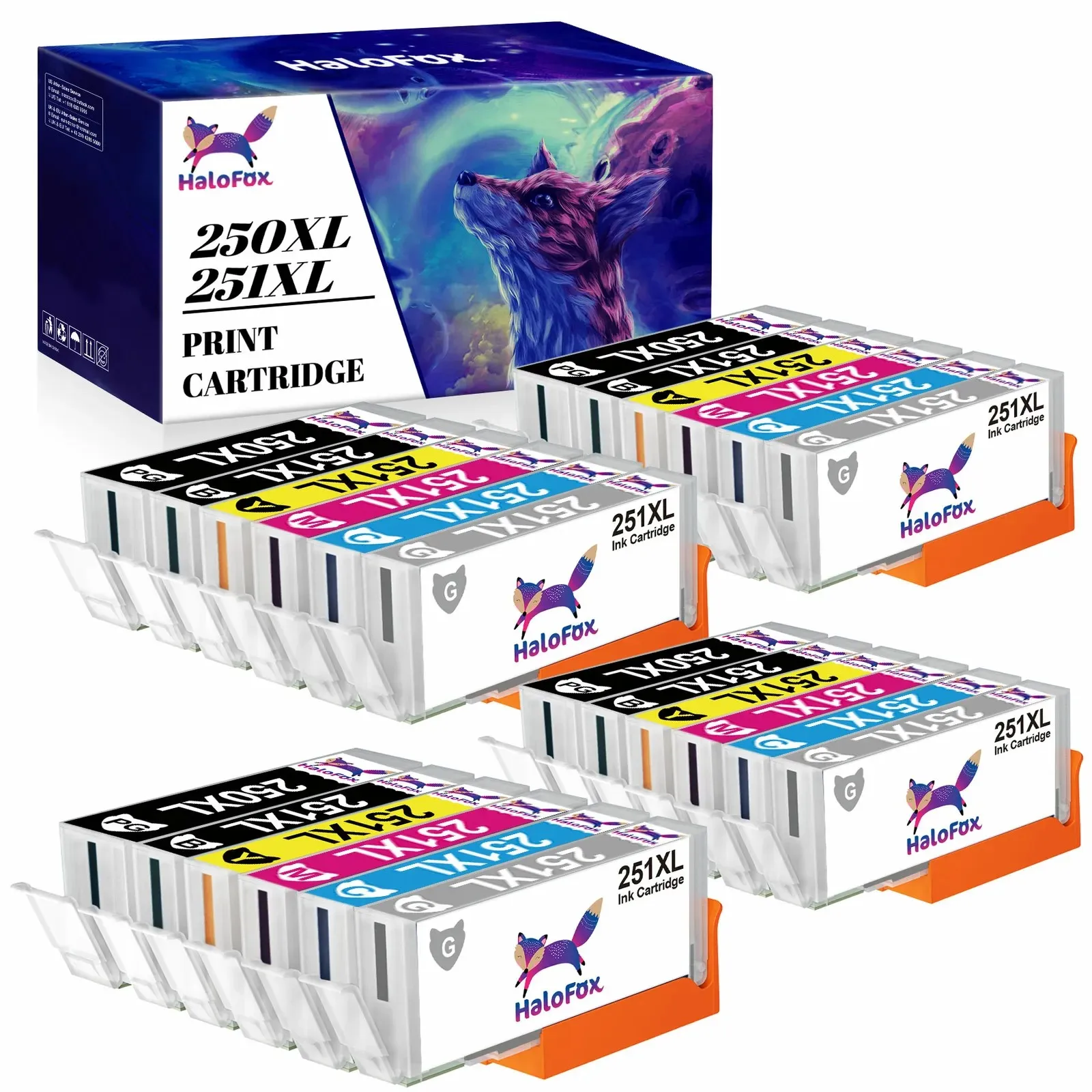 24 Pack PGI-250XL CLI-251XL Gray Ink Cartridge For Canon MG7120 MG6320 with chip