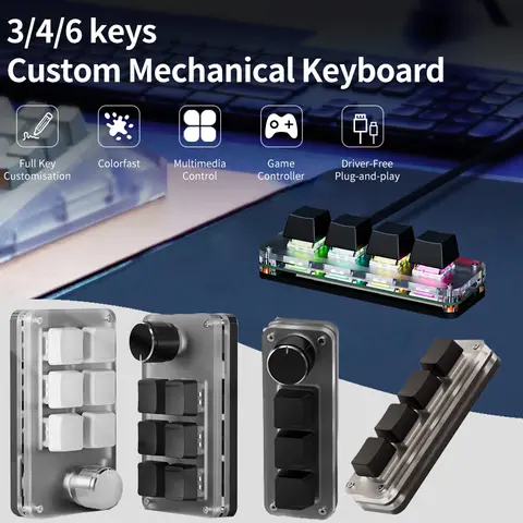 Mini Macro Mechanical Keyboard 3/4/6 Keys USB RGB Gaming Custom Programming Portable Keypad Hot Swap Switch for Photoshop Music