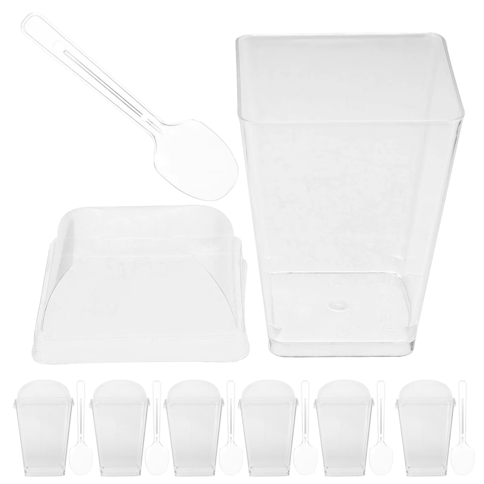 

Dessert Cup Festival Cups with Lids Portable Wedding Mini Spoons Plastic Clear Bar