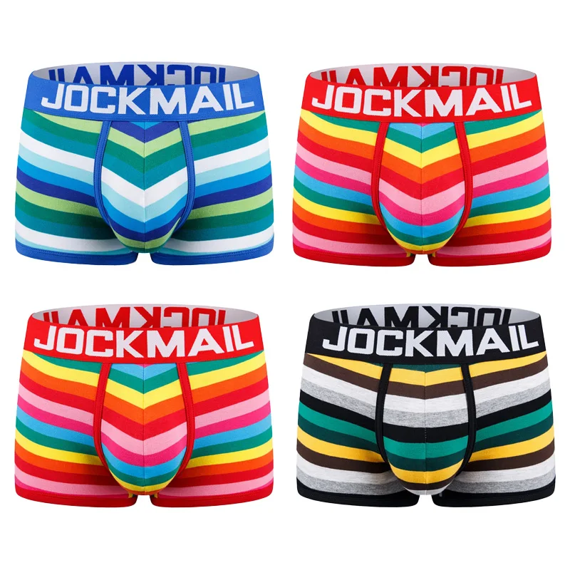 Jockmail boxers hombre Cotton Striped sexy low-rise mens underwear young couple calzoncillos hombres boy panties 4pc