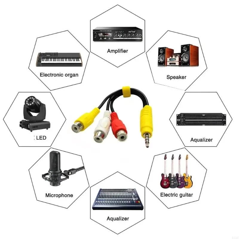 R53C 3.5 ملم ذكر إلى 3RCA أنثى الفاصل محول الحبل ستيريو للمسرح المنزلي