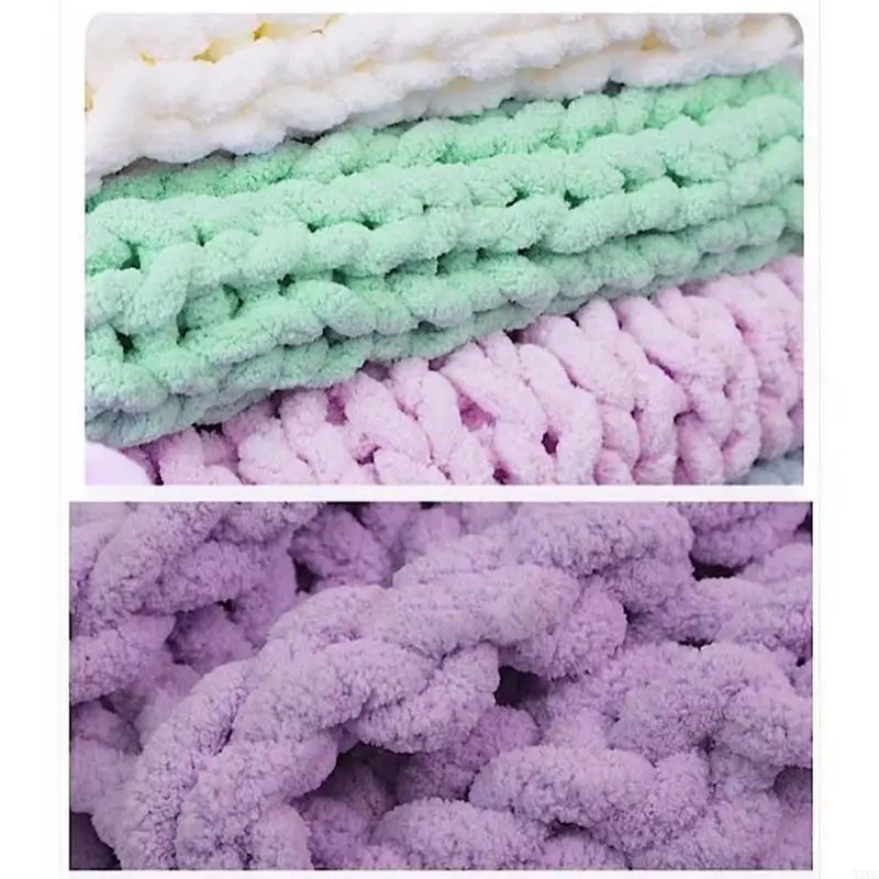 Rainbow Chenille Yarn for Hand Knitting and Crocheting Soft, Warm, and Versatile Thick and Cozy for Blanket Shawl X3UC