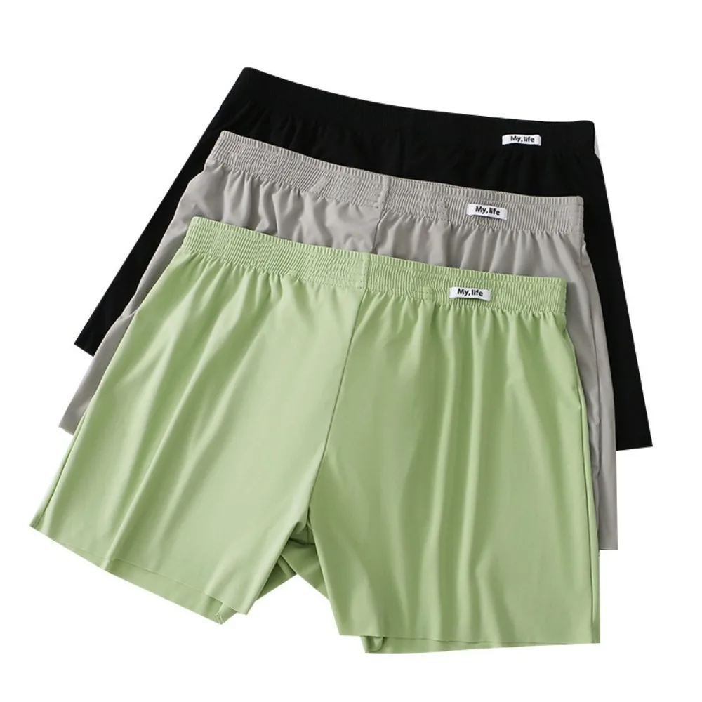 Sommerliche, locker sitzende Boxershorts aus Satin, seidig dünn, nahtlos, kühlend, aus Eisseide, als Pyjamahose oder Unterhose für Herren