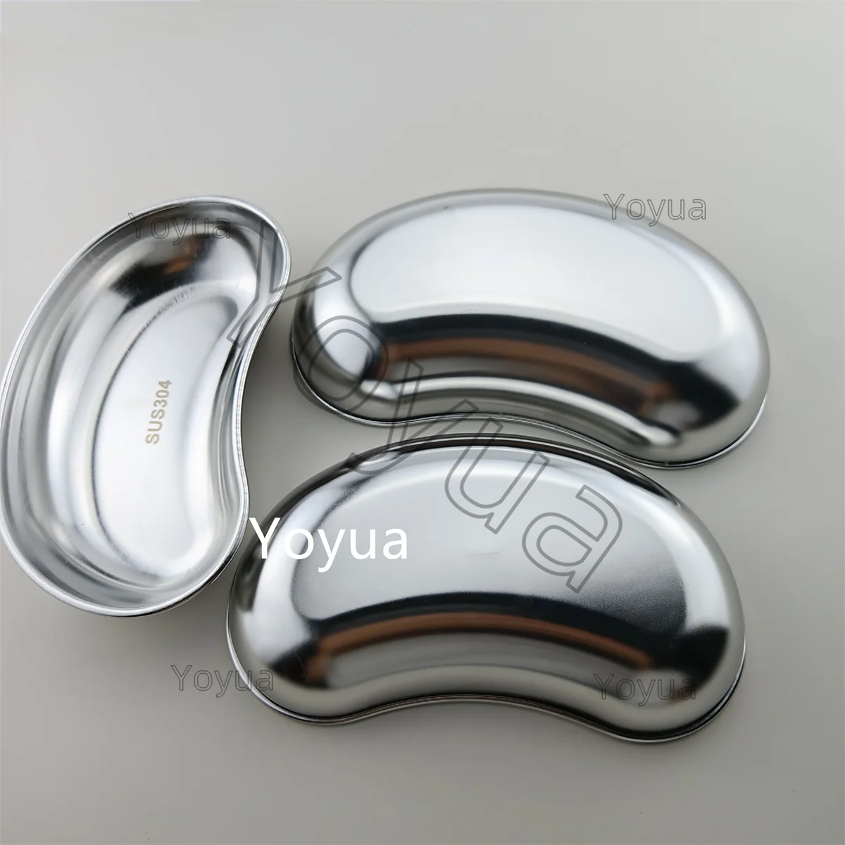 3pcs 304 Stainless Steel Kidney Shaped Surgical Tray S/M/L Sterilized Bending Disc Medical Dental Surgical Accesory
