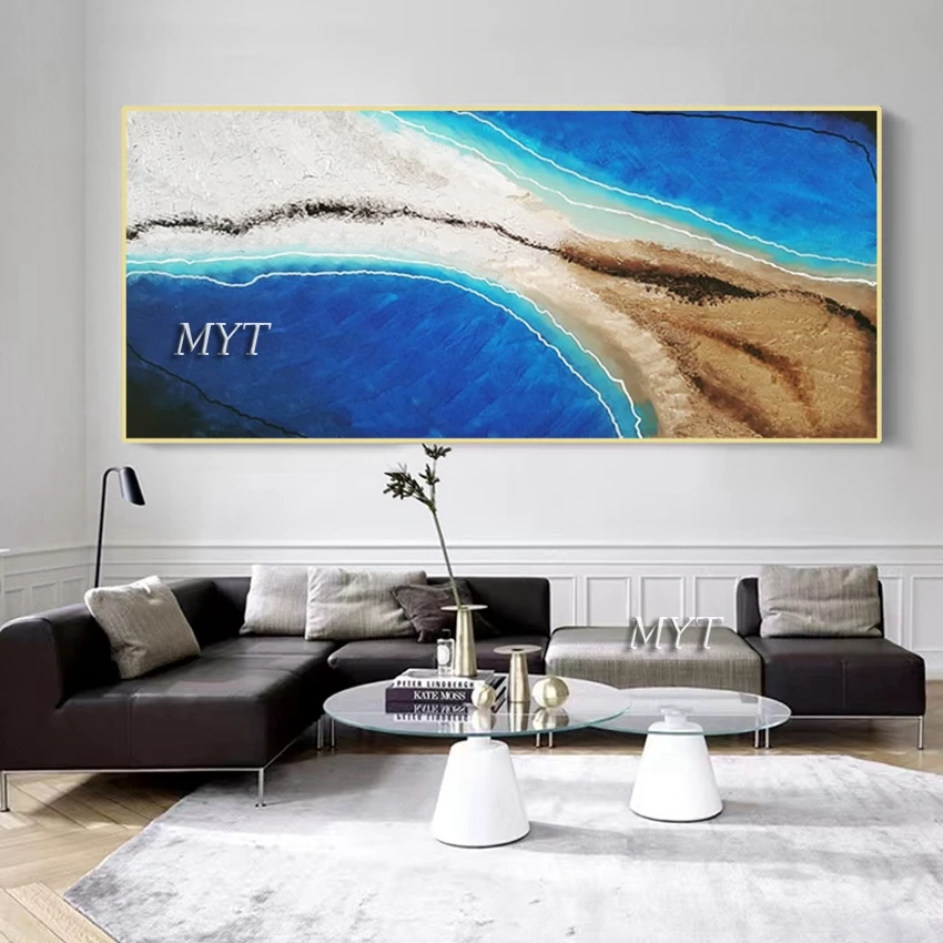 High Quality 100% Handmade Beautiful Ssea View Modern Abstract Acrylic Oil Painting No Frame Large Size Decoration Wall Picture