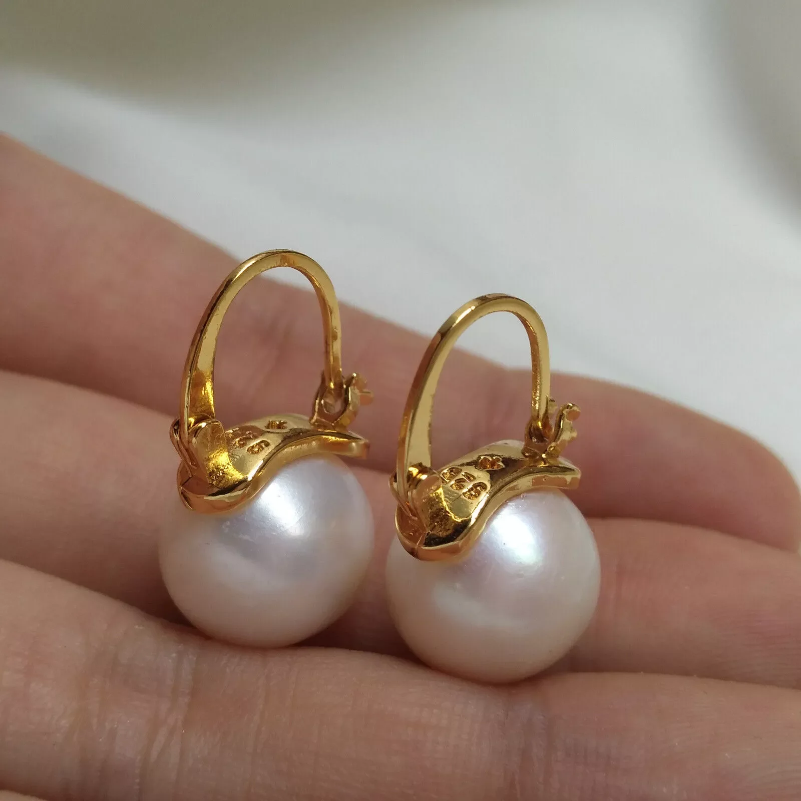 Natural AAAA++8-9mm 9-10mm 10-11mm 11-12mm12-13mm South Sea Round White Pearl Earrings 925