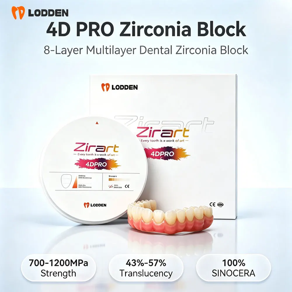Image of LODDEN 4D Pro Dental-Labor Mehrschichtige Zirkonoxid-Blöcke 8 Schichten 98mm für CAD/CAM Prothesenmaterial Festigkeit 1200Mpa VITA16 & BL1-BL4