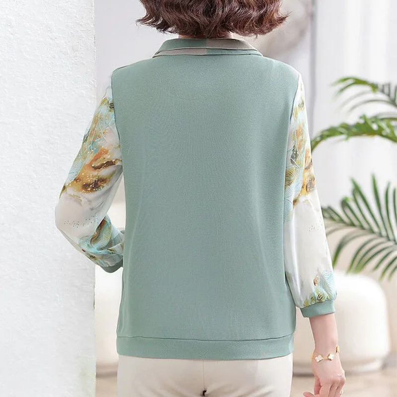 تي شيرت نسائي مزين بمزاج ، قمم مطبوعة أنيقة ، ملابس نسائية بأكمام طويلة ، الربيع والخريف #4