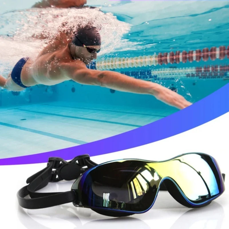 

Водонепроницаемые противотуманные очки для плавания высокой четкости средней оправы для взрослых для мужчин и женщин, изготовленные из силикона