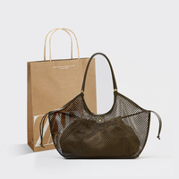 [MESH SHOPPER BAG]New Luxury Designer PU Material Wing-Shaped Handbag, Spacious Tote Bag,Large Capacity Women Travel Luggage Bag