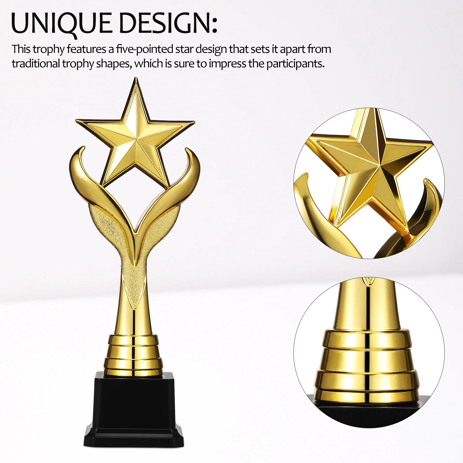 Award Trophy Star Design Competition Winner Cup for Ceremony Party Decor Metallic-Like Finish Long-Lasting Trophy for