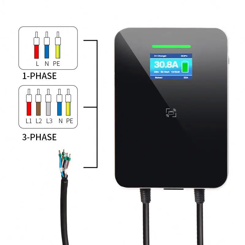 

32a 7kw Type2 New Design Ac Ev Charger Wallbox Home Ev Charging Station Smart App Rfid Charging Station