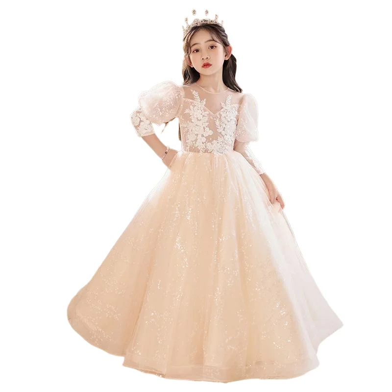 Teenmiro Evening Dress for Girls Princess Quinceanera Dresses for Teenage Girl Children Sequin Ball Gown Kids Bridesmaid Costume