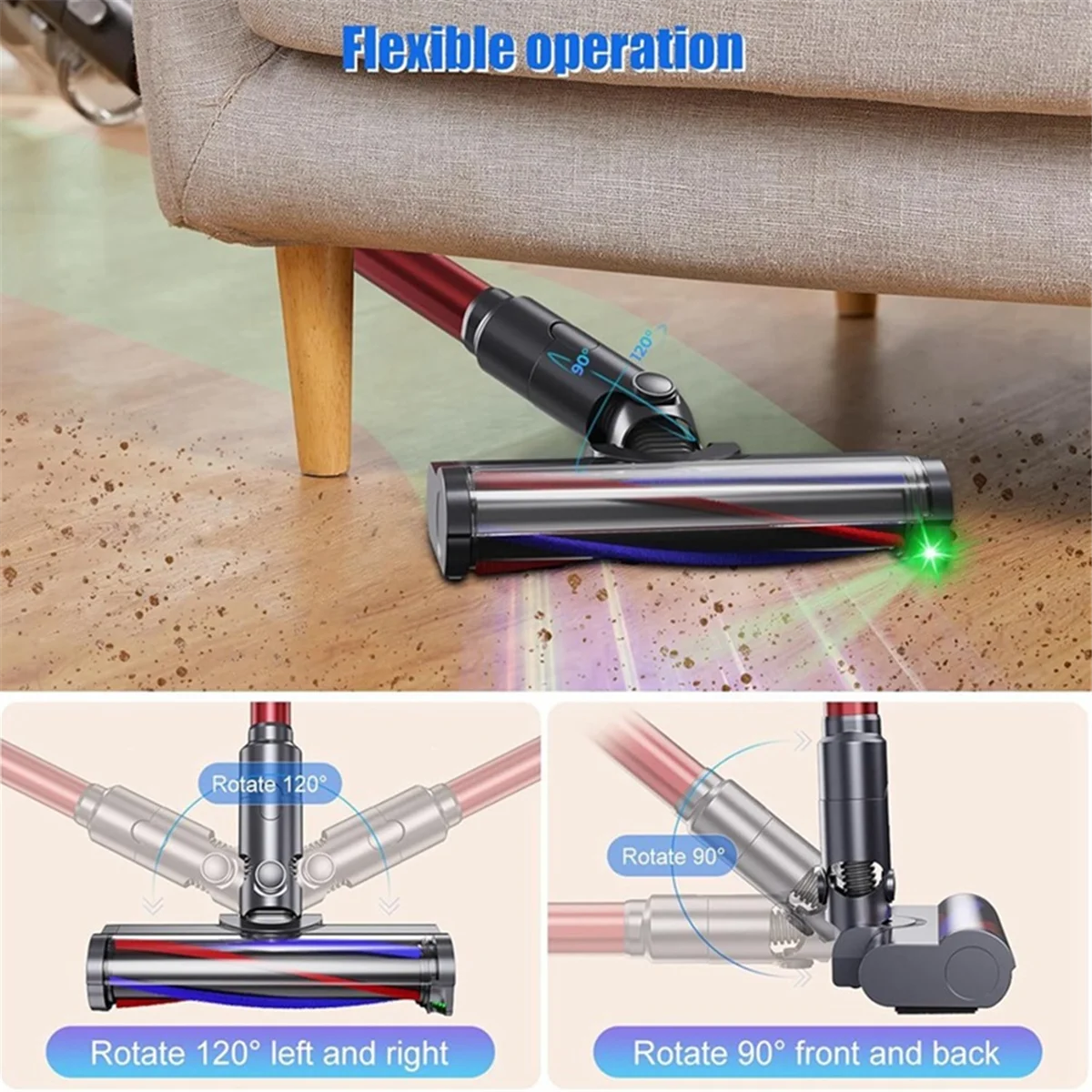 FZFZ V7 V8 V10 V11 V15 掃除機ソフトブラシクリーナーヘッドとグリーン LED ヘッドライトアタッチメント