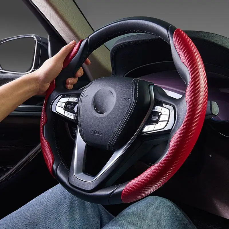 1 Paar Universal-Lenkradabdeckung in Carbon-Optik, rutschfest, Auto-Innenausstattung, Dekorationszubehör